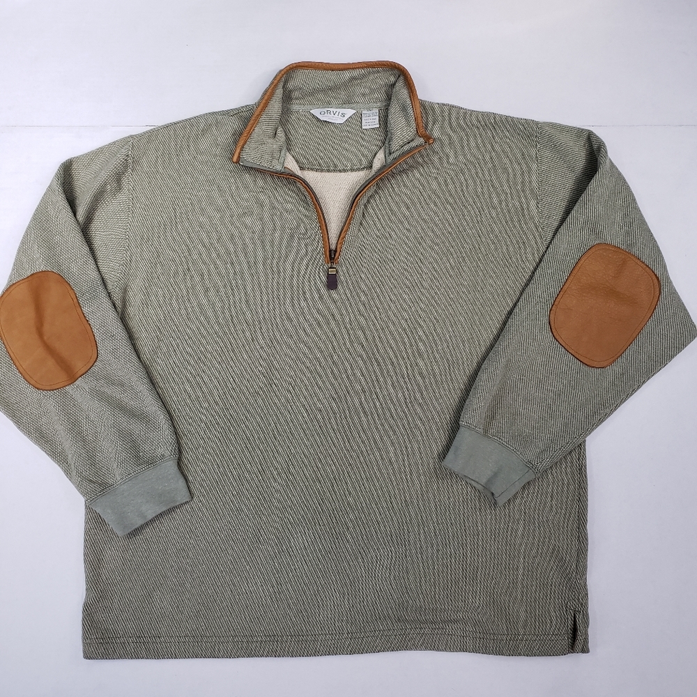 Orvis Mens XXL Leather Orvis Elbow Patch 1/4 Zip